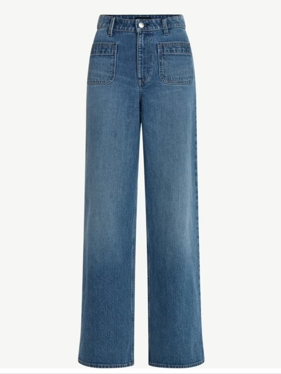 Free Assembly Denim - Free Assembly Wide Leg Jeans with Patch Pockets, 12, Blue